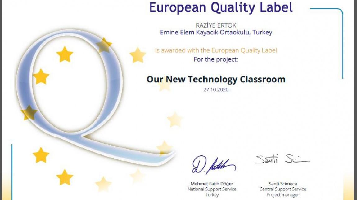 Okulumuza Avrupa Kalite Etiketi Ödülü